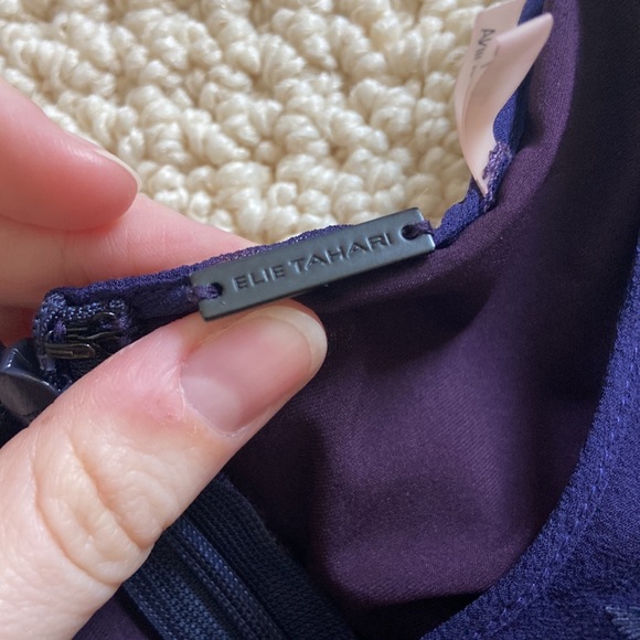 Elie Tahari Royal Purple Lace Sheer Dress - Picture 10 of 11